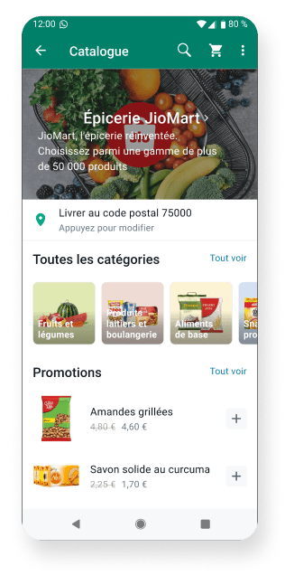 capture d’écran de la page whatsapp business d’une épicerie vendant ses produits en ligne