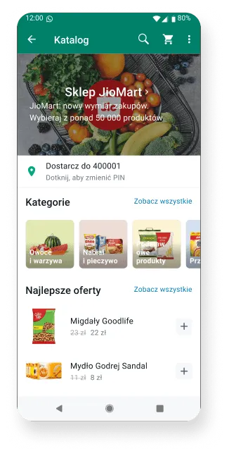 zrzut ekranu whatsapp business pokazujący sklep internetowy z produktami na sprzedaż