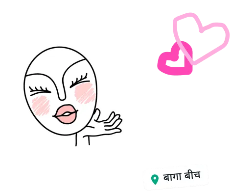 एक WhatsApp फ़ीचर, जिसमें यूज़र के स्टेटस में खुश चेहरे और दिल के स्टिकर का इस्तेमाल दिखाया गया है और लोकेशन को पेबल बीच के नाम से टैग किया गया है