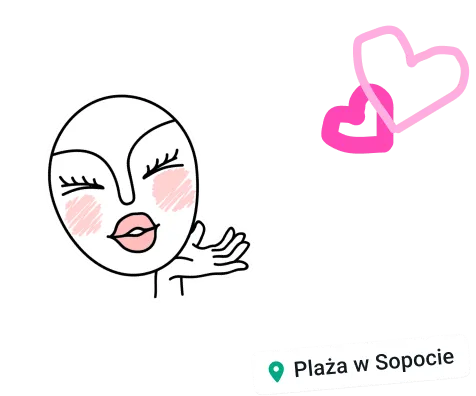 funkcja whatsapp pokazująca status użytkownika przy użyciu naklejek szczęśliwej twarzy i serc z lokalizacją oznaczoną jako plaża