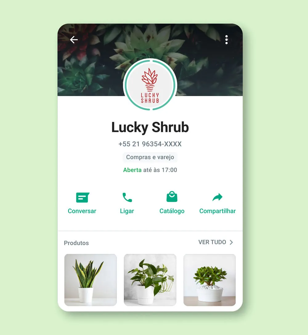 Interface de usuário do app WhatsApp Business