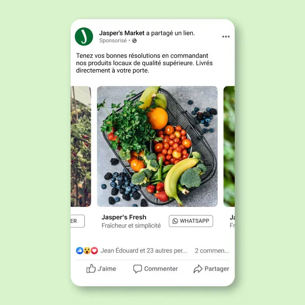 Une publication sponsorisée sur Facebook
