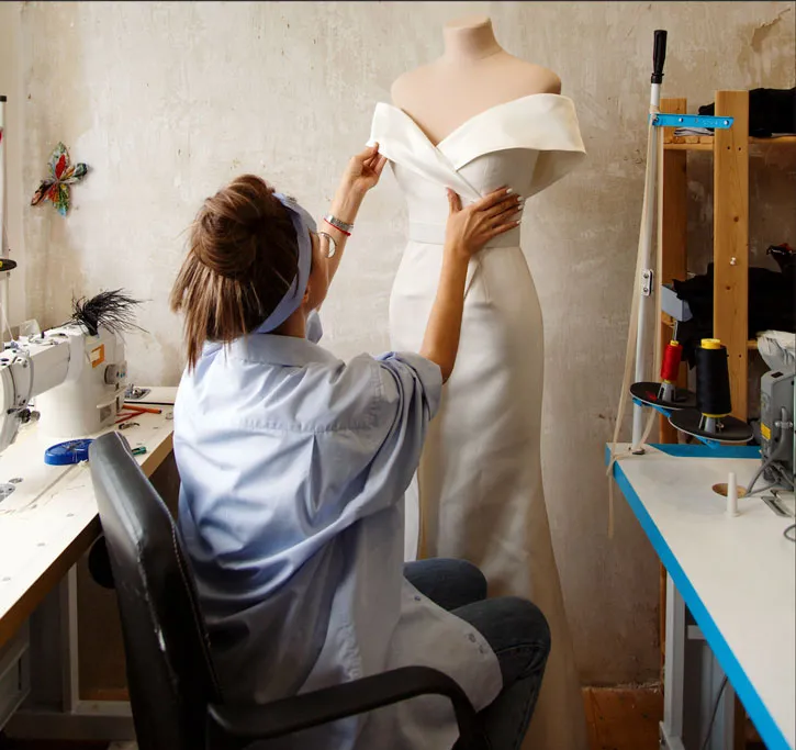 Lady making a dress