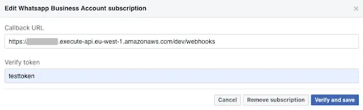 Edit WhatsApp Business Account subscription