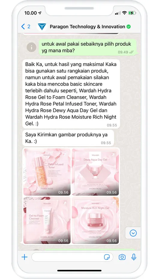 Sebuah percakapan chat WhatsApp dengan PTI