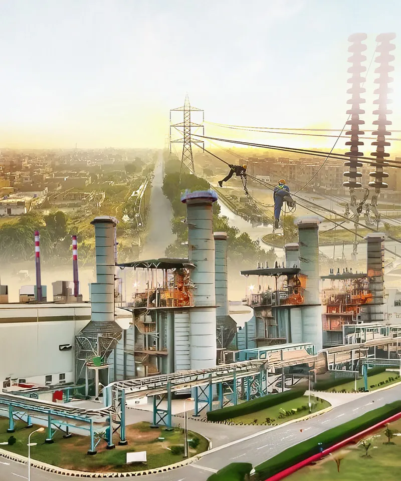 Ambiente urbano com uma instalação industrial.