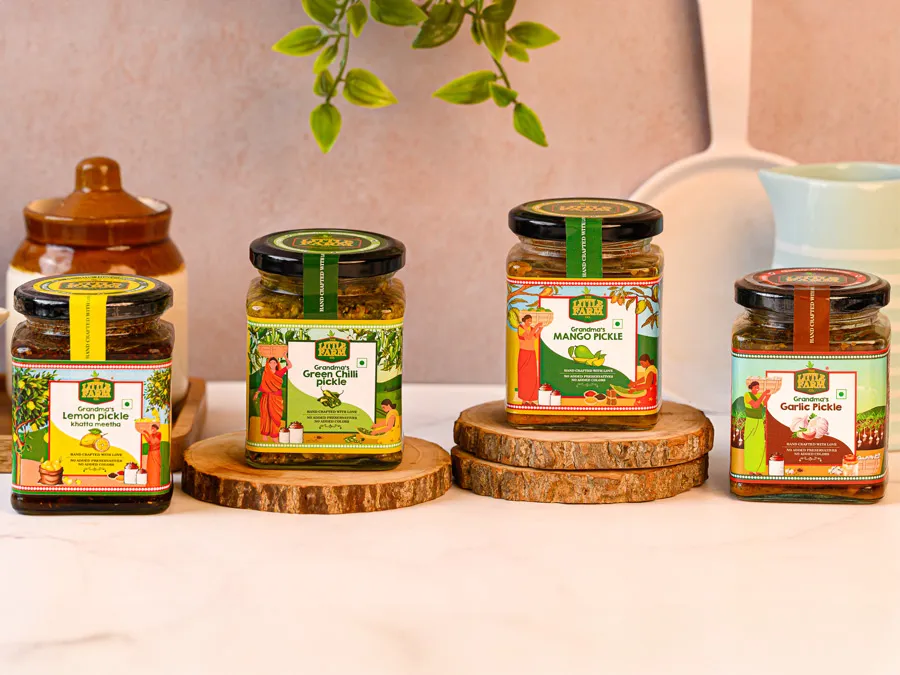 A collection of flavored pickles in jars
