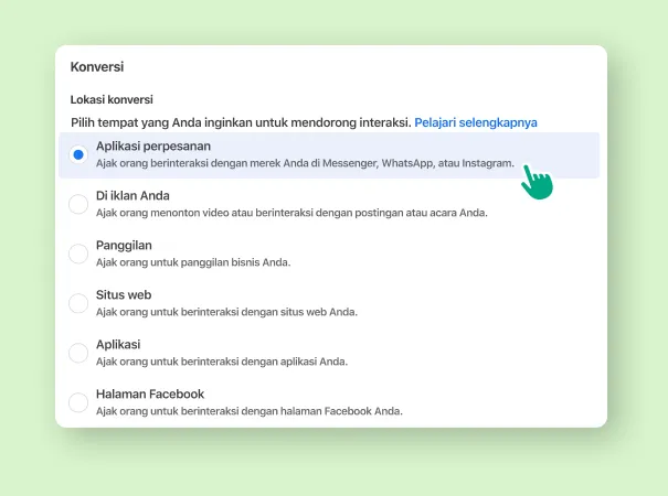 Pengguna memilih lokasi konversi