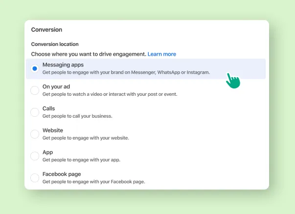 A user selecting a conversion location