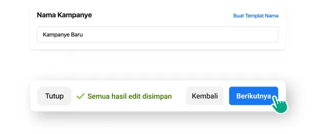Pengguna memilih nama kampanye lalu mengklik Berikutnya