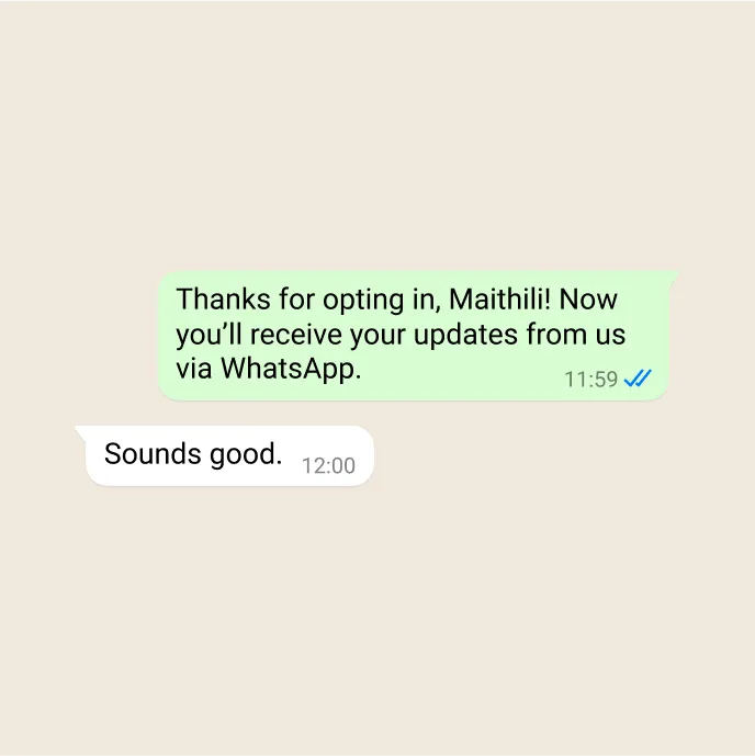 Example of a user opting in to receive updates