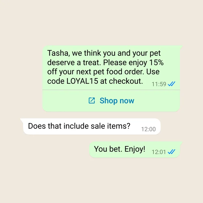 Demonstration of a business driving sales via a 'shop now' link