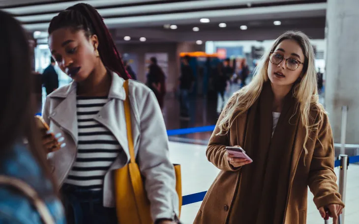 People waiting in line to speak with customer service