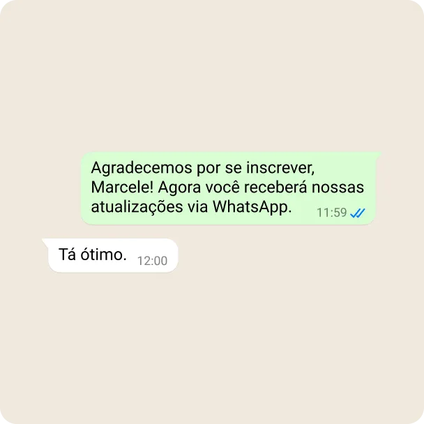 Exemplo de um usuário aceitando o recebimento de atualizações