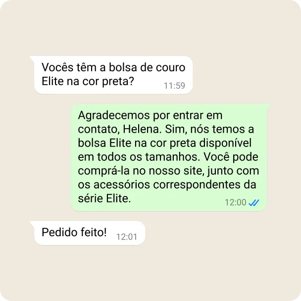 Demonstração de uma empresa compartilhando a disponibilidade de produtos com um usuário