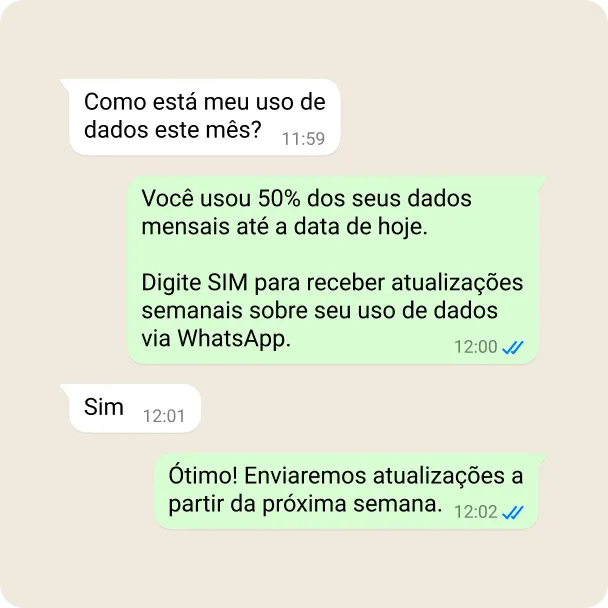 Demonstração de uma empresa enviando mensagens de atendimento para reter clientes