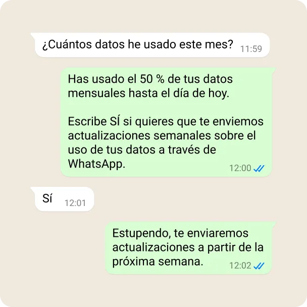 Demostración de una empresa que envía mensajes de servicio para retener clientes