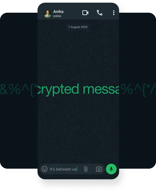 screenshot of whatsapp app showing end to end encryption of messages