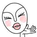 figurinha do whatsapp de uma mulher sorrindo com bochechas rosadas