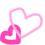 funcionalidade de texto sobreposto no whatsapp a mostrar dois corações cor-de-rosa