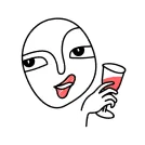 halimbawang sticker sa whatsapp ng babaeng may hawak na wine glass