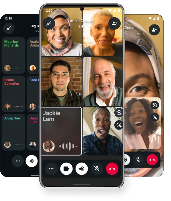 Skjermbilder av familiegruppechat på WhatsApp som viser venner og familie som snakker sammen