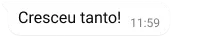 balão de texto no whatsapp que diz cresceu tanto