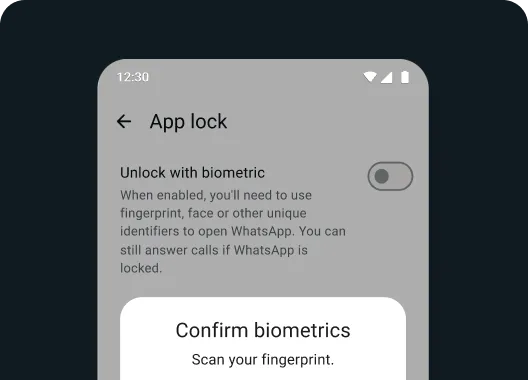 screenshot of lock privacy settings on whatsapp app to use Face or Touch ID and Fingerprint Lock