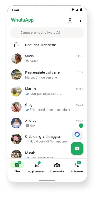 piattaforma WhatsApp che mostra le funzioni delle chat con lucchetto e delle chat archiviate