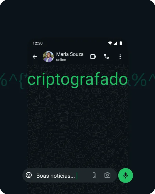 captura de tela do app WhatsApp mostrando a criptografia de ponta a ponta das mensagens