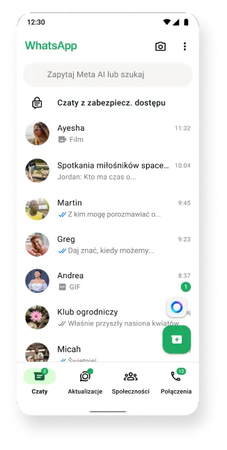platforma whatsapp pokazująca funkcje zablokowanych czatów i zarchiwizowanych czatów