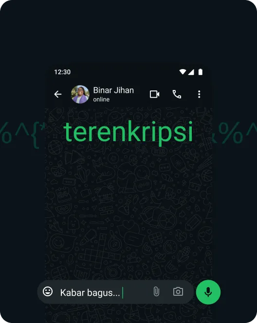 tangkapan layar dari aplikasi whatsapp yang menunjukkan enkripsi pesan end-to-end