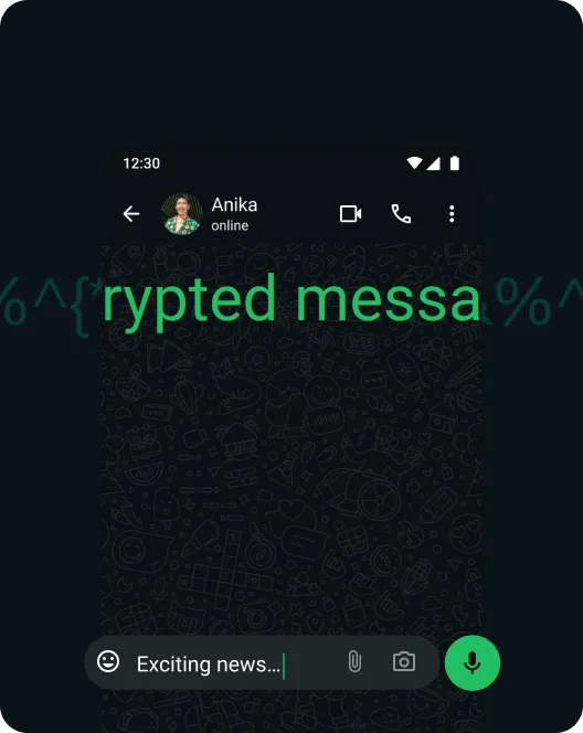 screenshot of whatsapp app showing end to end encryption of messages