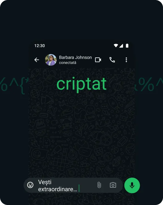 captură de ecran din aplicația whatsapp care ilustrează criptarea integrală a mesajelor