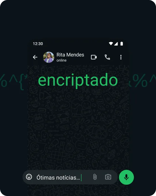 captura de ecrã da app whatsapp a mostrar a encriptação ponto a ponto das mensagens