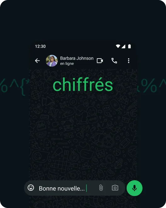 capture d’écran de l’application whatsapp montrant le chiffrement de bout en bout des messages