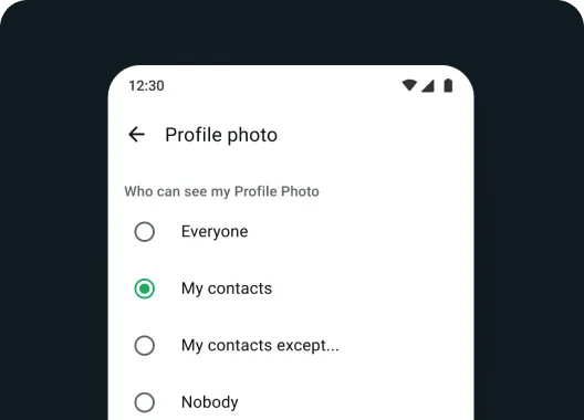 screenshot of profile photo privacy settings on whatsapp app