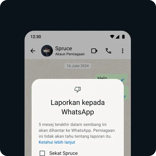 pengguna melaporkan kenalan atau mesej yang bermasalah untuk mengekalkan pengalaman whatsapp yang selamat