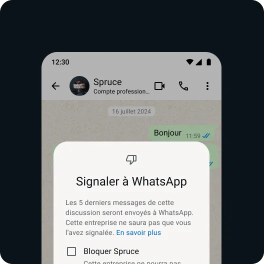 personne signalant un contact ou un message problématique pour préserver la sécurité de son expérience whatsapp
