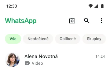 ukázka funkce videohovoru v aplikaci WhatsApp přes oficiální aplikaci