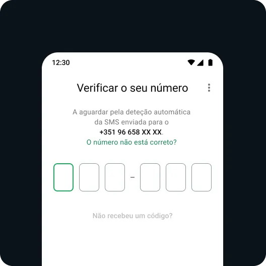 exemplo do utilizador a recuperar a sua conta do whatsapp através dos passos de segurança para retomar o acesso
