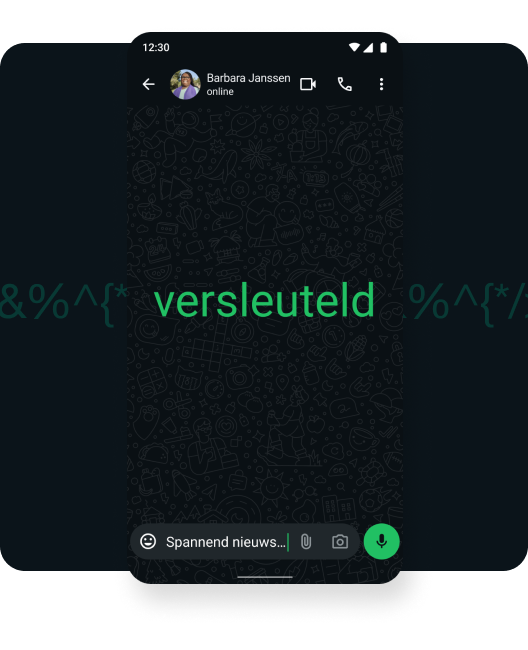 screenshot van end-to-end versleutelde video-oproep van een gebruiker die contact heeft met diens gezin via video
