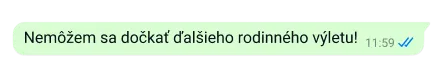 bezpečný text na platforme whatsapp, v ktorom odosielateľ hovorí, že sa už nemôže dočkať ďalšieho rodinného výletu