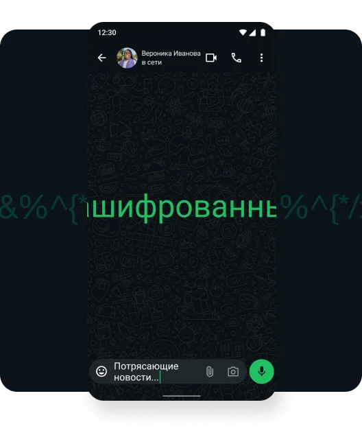 скриншот, на котором изображен видеозвонок, защищенный сквозным шифрованием, между пользователем и его семьей