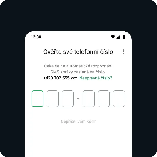 ukázka, jak si uživatel bezpečnostním postupem obnovuje účet WhatsApp, aby k němu znovu získal přístup
