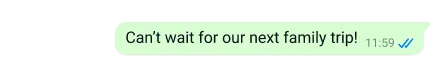 téacs slán ar ardán WhatsApp a deir tá lúcháir orm faoin gcéad turas teaghlaigh eile