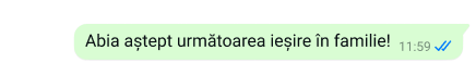 text securizat pe platforma whatsapp cu mesajul abia aștept următoarea excursie cu familia