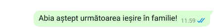 text securizat pe platforma whatsapp cu textul abia aștept următoarea excursie cu familia