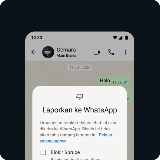 pengguna melaporkan kontak atau pesan bermasalah untuk menjaga agar pengalaman WhatsApp tetap aman