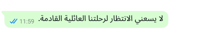 نص "لا يسعني الانتظار لرحلتنا العائلية القادمة" محمي على منصة واتساب